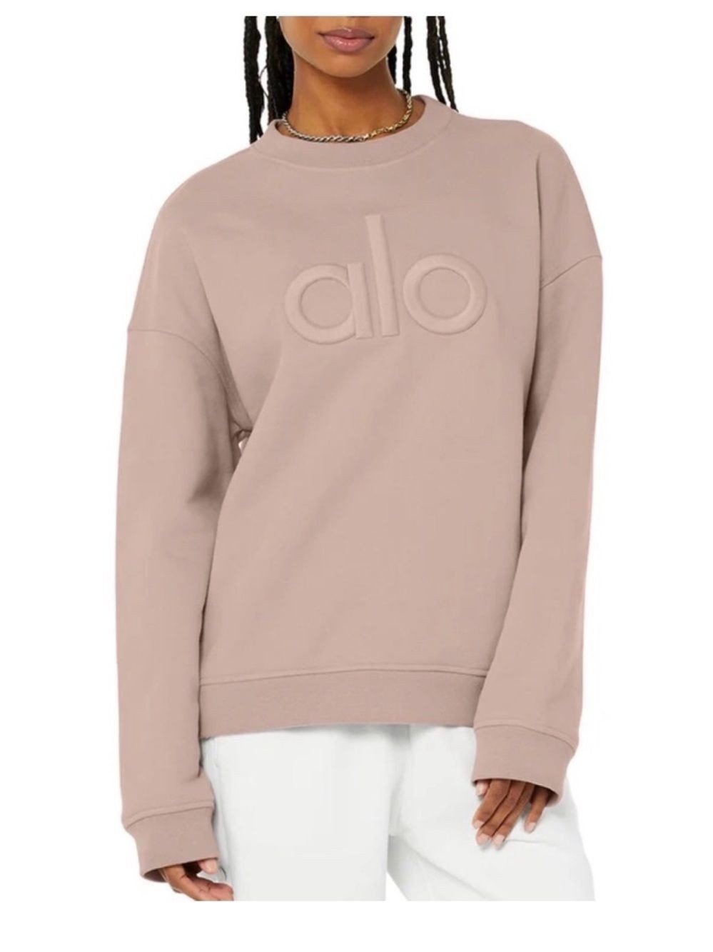 Alo Yoga Renown Crewneck Pullover Sweatshirt - Tan/Taupe -XS